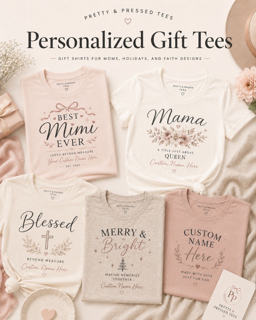 Personalized tee designs with custom names and wording